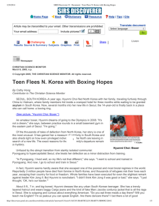 Teen Flees N. Korea with Boxing Hopes