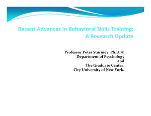Recent Advances in Behavioral Skills Training: A Research