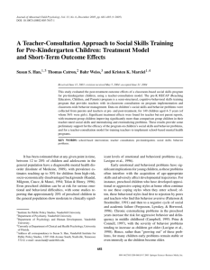 A Teacher-Consultation Approach to Social Skills Training for Pre