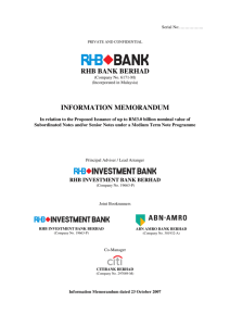 rhb bank berhad information memorandum