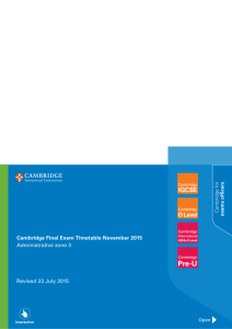 Cambridge Exams November 2015 Timetable