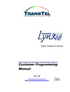 Lynx Customer Programming Manual English