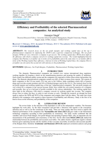 Efficiency and Profitability of the selected Pharmaceutical