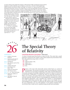 Ch 26) The Special Theory of Relativity