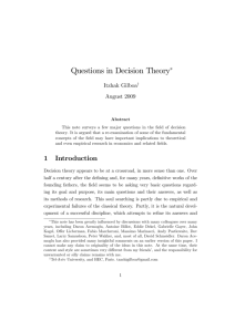 Questions in Decision Theory - Economic and Game Theory Page