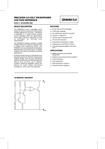 ZR4040-5 Precision 5.0 volt micropower voltage reference datasheet