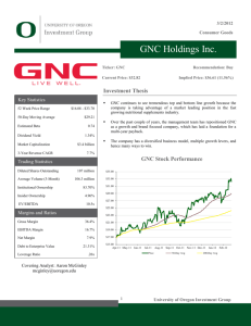GNC Holdings Inc. - University of Oregon Investment Group