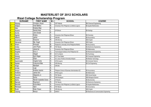 Rizal College Scholarship Program MASTERLIST OF 2012