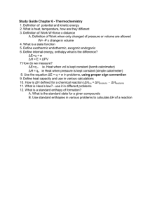 Study Guide Chapter 6 - Thermochemistry 1. Definition of potential