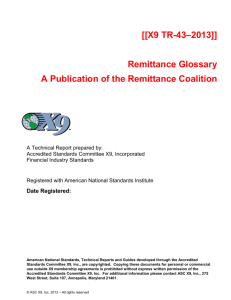 [[X9 TR-43–2013]] Remittance Glossary A Publication