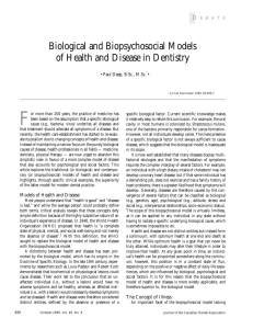 Biological and Biopsychosocial Models of Health and Disease in