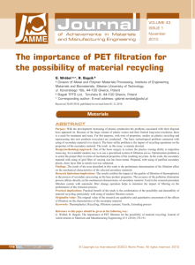 The importance of PET filtration for the possibility