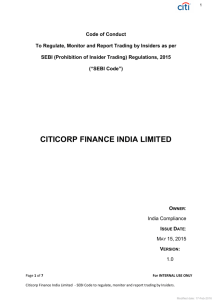 Code of Conduct - Citicorp Finance (India) Limited