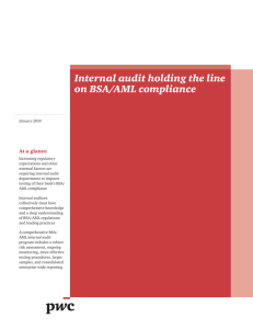 Internal audit holding the line on BSA/AML compliance