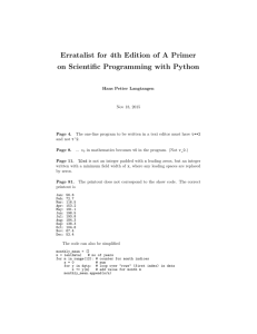 Erratalist for 4th Edition of A Primer on Scientific Programming with