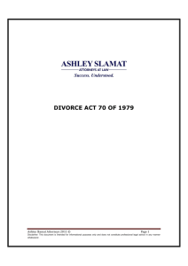 DIVORCE ACT 70 OF 1979 - Ashley Slamat Attorneys