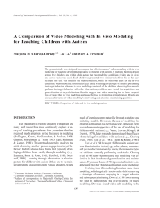 A Comparison of Video Modeling with In Vivo Modeling for Teaching