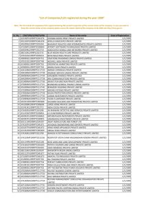 List of Companies registered for Year 1999