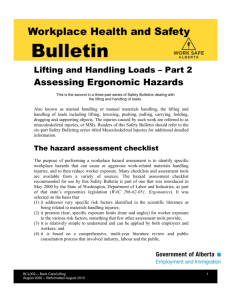 Lifting and Handling Loads – Part 2 Assessing Ergonomic Hazards
