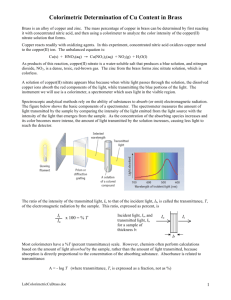 Colorimetric Determination of Cu Content in Brass
