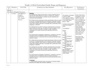 Grade 12 ELA Curriculum Guide: Scope and Sequence