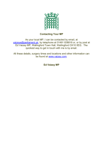 Contacting Your MP As your local MP, I can be contacted by email