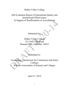 Diablo Valley College Self Evaluation Report of Educational Quality