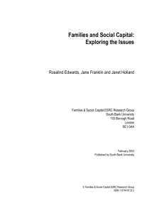 Families and Social Capital: Exploring the Issues