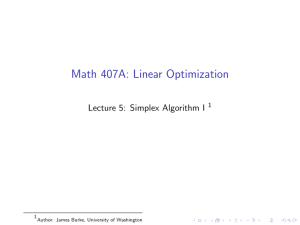 The Simplex Algorithm - University of Washington