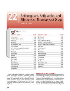 Anticoagulant, Antiplatelet, and Fibrinolytic (Thrombolytic) Drugs