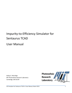 Impurity-‐to-‐Efficiency Simulator for Sentaurus TCAD User Manual