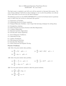 Intro to Differential Equations Final Exam Review MATH 2070 – Dr