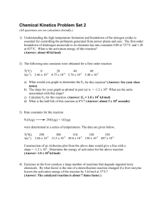 Chemical Kinetics Problem Set 2