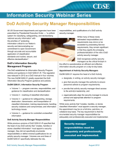 DoD Activity Security Manager Responsibilities