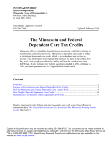 The Minnesota and Federal Dependent Care Tax Credits
