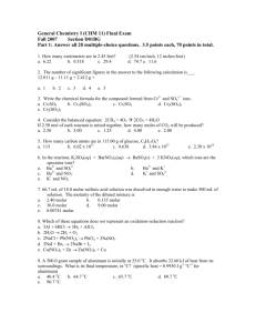 General Chemistry I (CHM 11) Final Exam