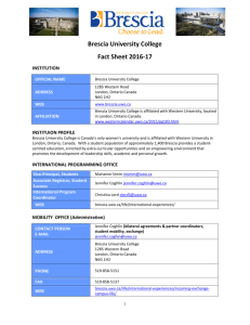 Brescia University College Fact Sheet 2016-17