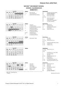 2015 School Calendar (Secondary School