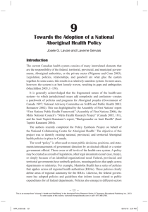 9. Towards the Adoption of a National Aboriginal Health Policy