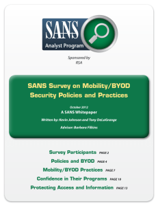 SANS Survey on Mobility/BYOD Security Policies and Practices