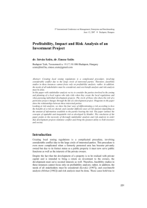 Profitability, Impact and Risk Analysis of an Investment Project