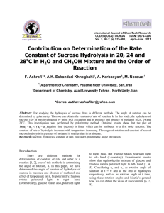 Contribution on Determination of the Rate Constant of Sucrose