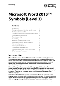 Microsoft Word 2013 Symbols