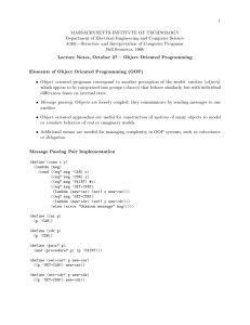 Lecture Notes, October 27 { Object Oriented Programming Elements