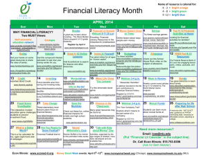 Financial Literacy Month calendar