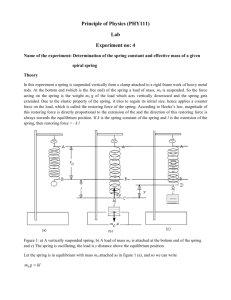 Principle of Physics (PHY111) Lab Experiment no: 4