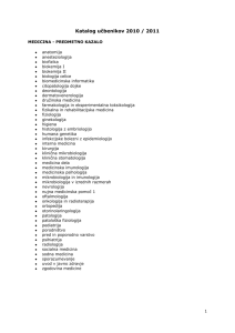 Katalog učbenikov 2010 / 2011 - Medicinska fakulteta
