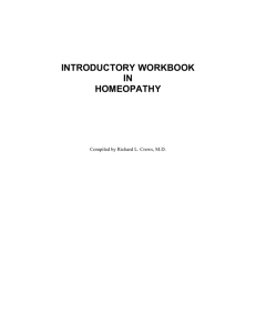 Introductory Workbook in Homeopathy