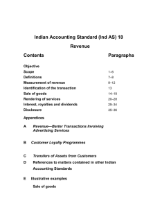 Indian Accounting Standard (Ind AS) 18 Revenue Contents
