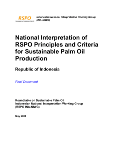 National Interpretation of RSPO Principles and Criteria for